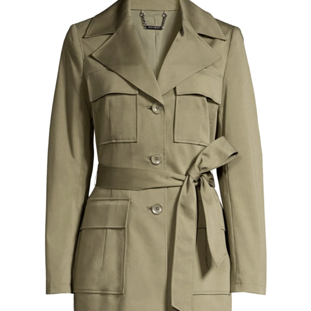 NWT ELIE TAHARI Isla Olive Green Cargo Pocket Jacket sz 12